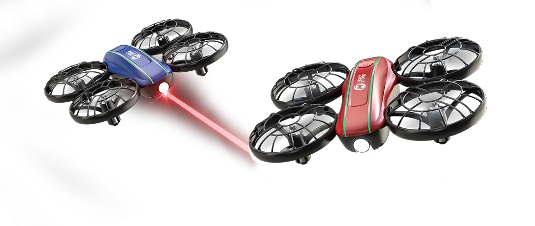 HS210FS two player indoor air battle drone set with red and blue mini drones
